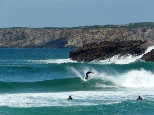Surfing Sagres, Algarve, Portugal
